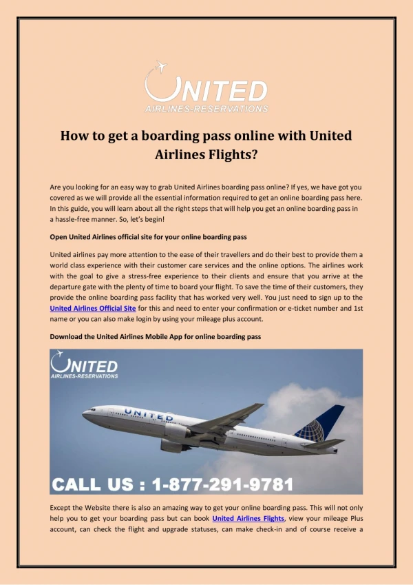 How to get a boarding pass online with United Airlines Flights?