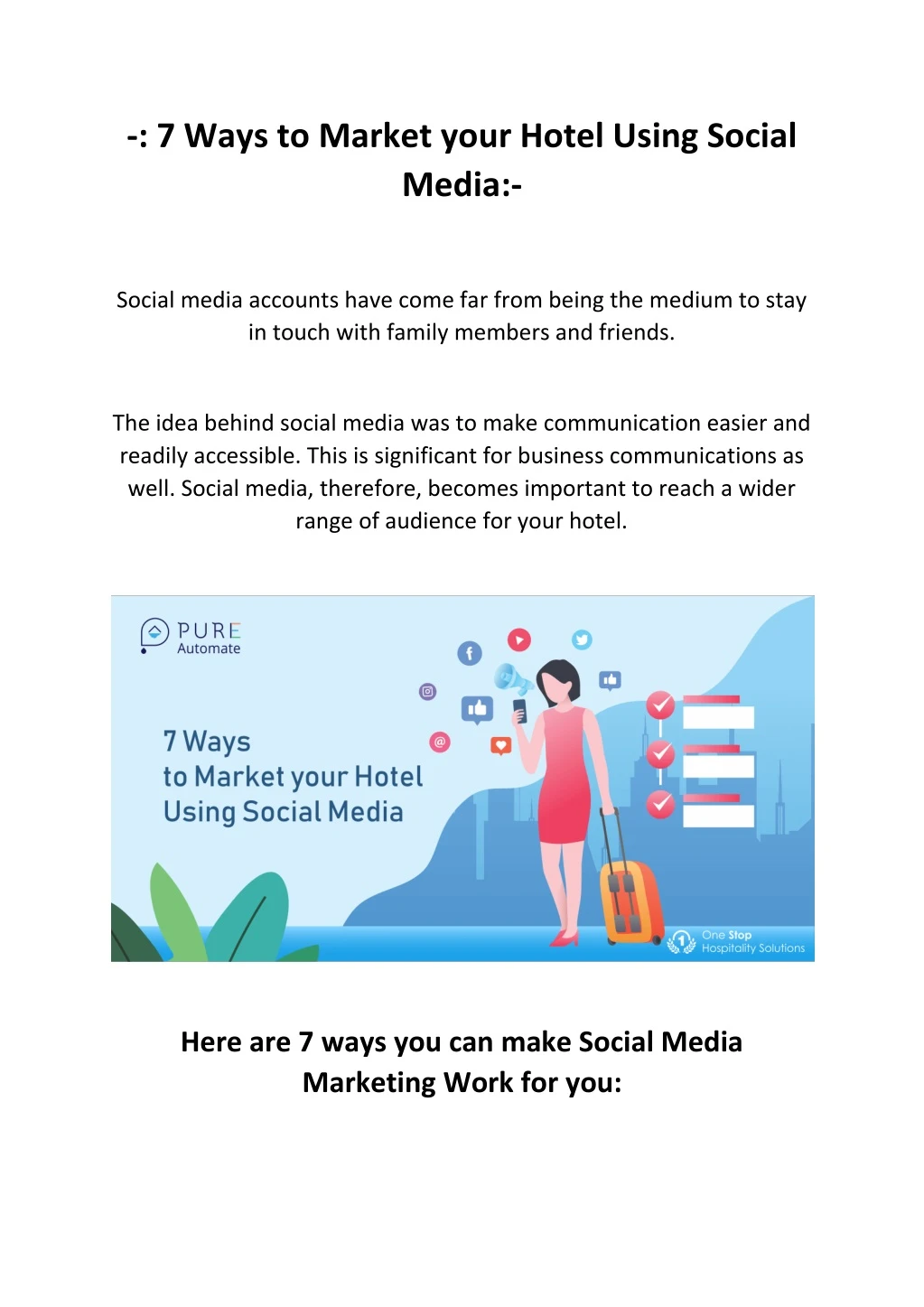 7 ways to market your hotel using social media