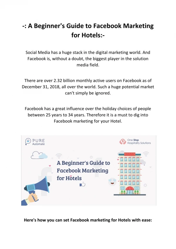 A Beginner's Guide to Facebook Marketing for Hotels - Pure Automate