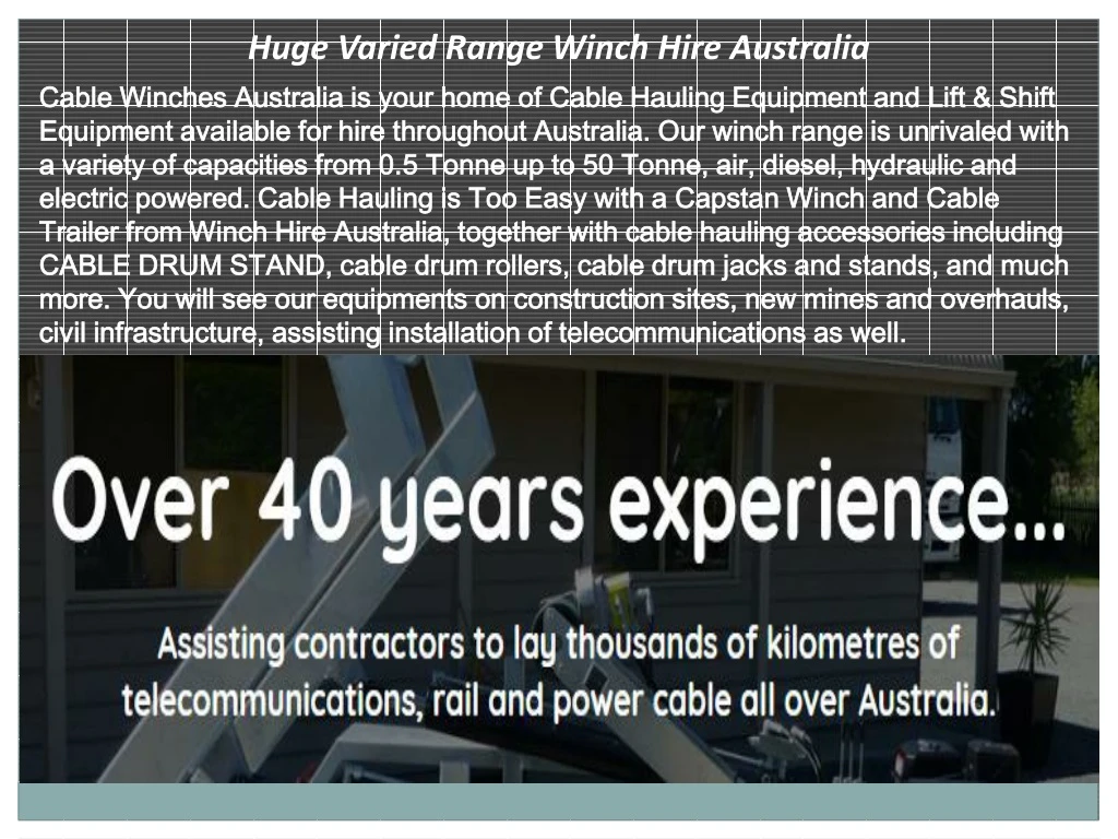 huge varied range winch hire australia