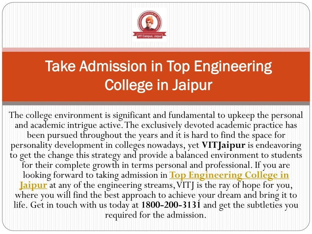 take admission in top engineering college in jaipur