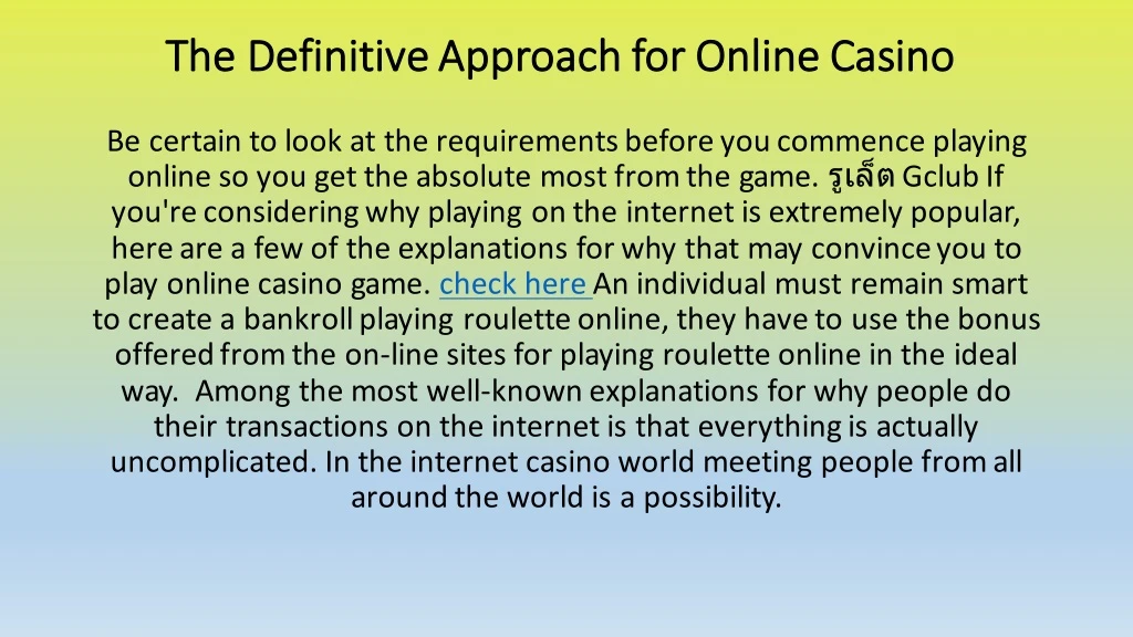 the definitive approach for online casino