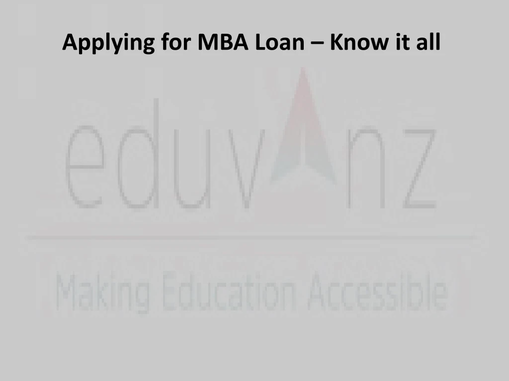 applying for mba loan know it all