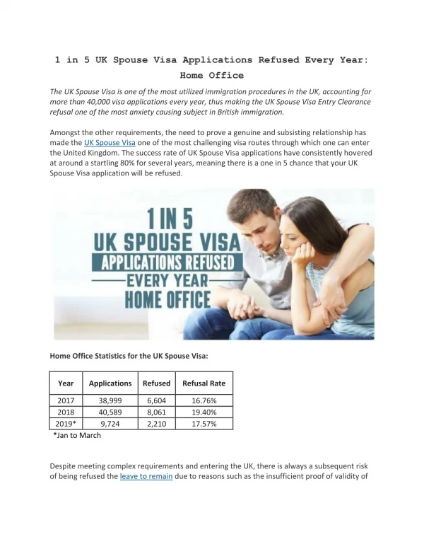 1 in 5 UK Spouse Visa Applications Refused Every Year: Home Office - The SmartMove2UK