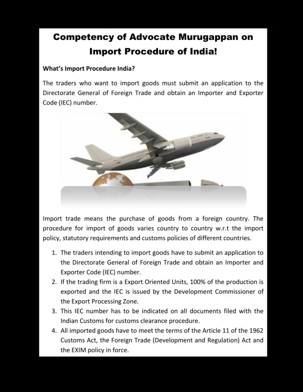 Import Procedure India
