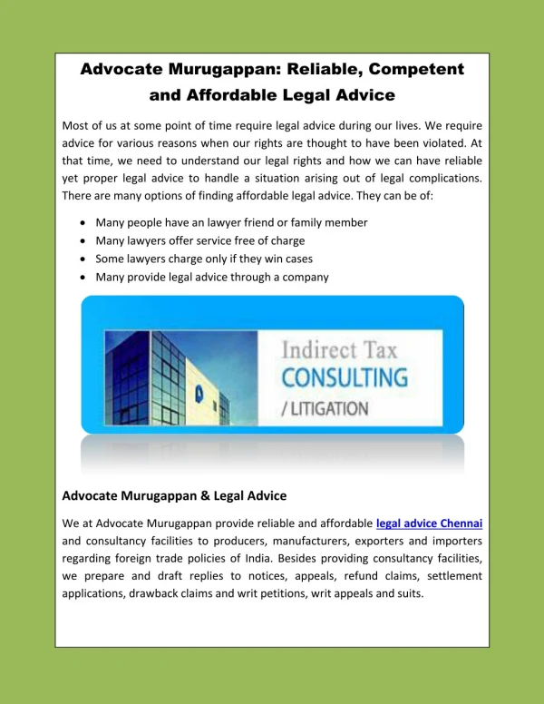 Legal Advice Chennai