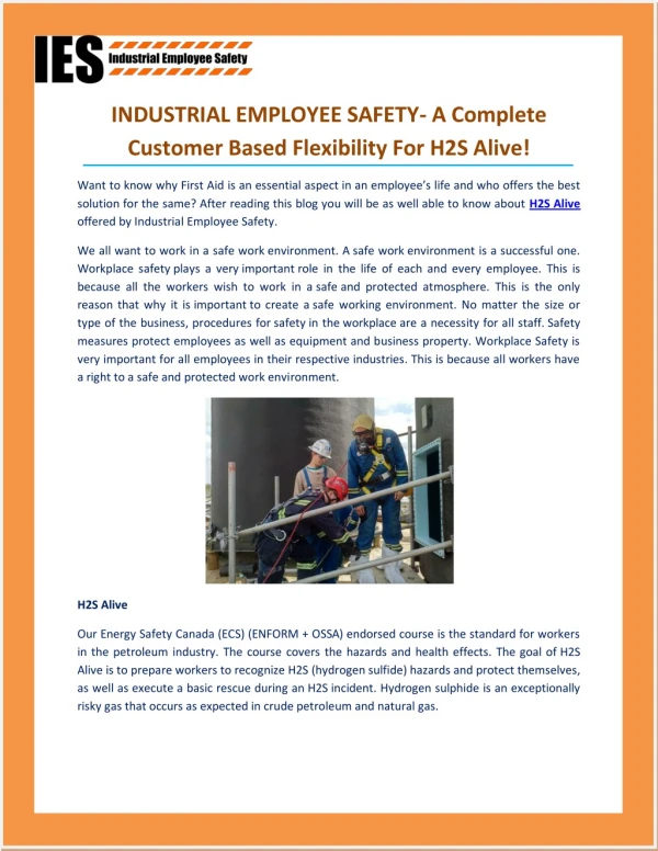 Industrial Employee Safety - Offers Industrial Fall Protection Course