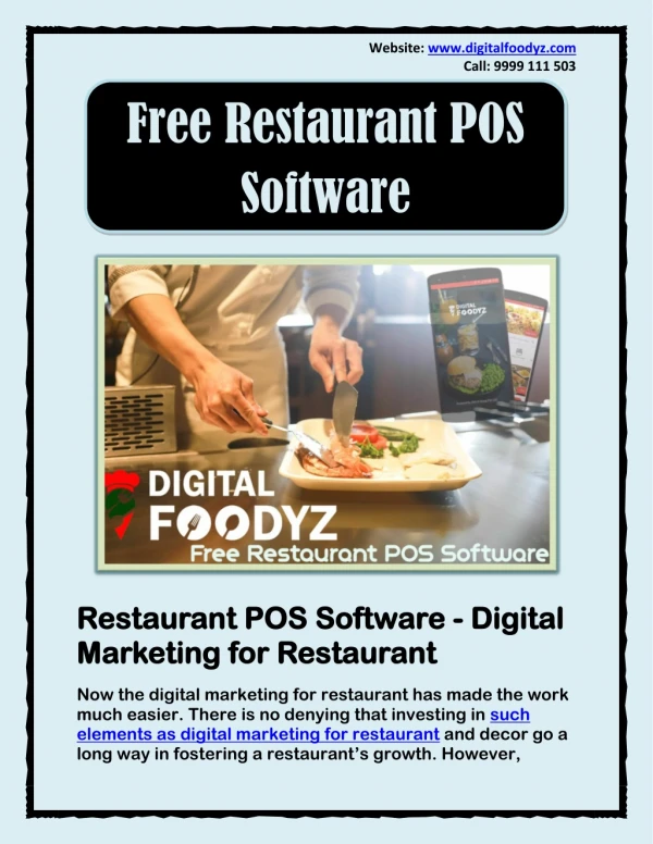 Restaurant POS Software - Digital Marketing for Restaurant