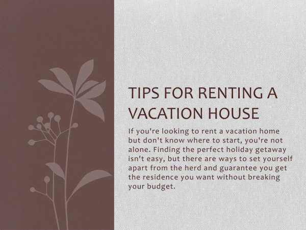 Tips for Renting a Vacation House