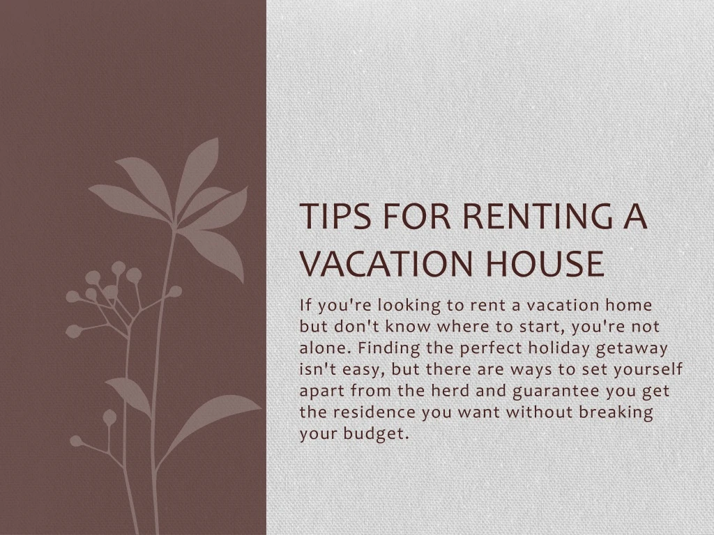 tips for renting a vacation house