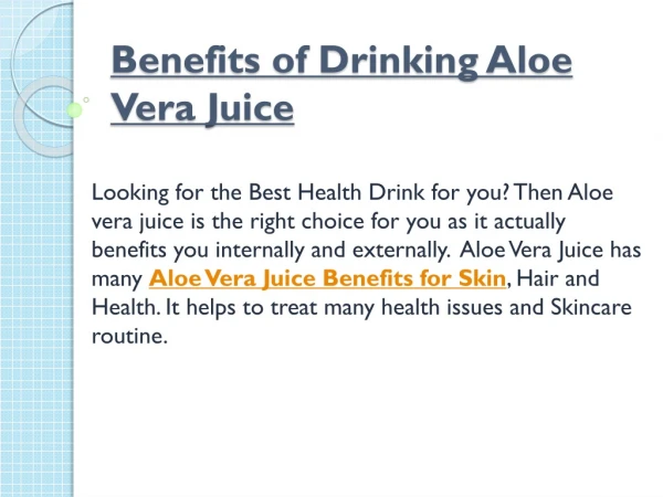 Benefits of drinking Aloe vera Juice | Aloe Vera Juice Benefits