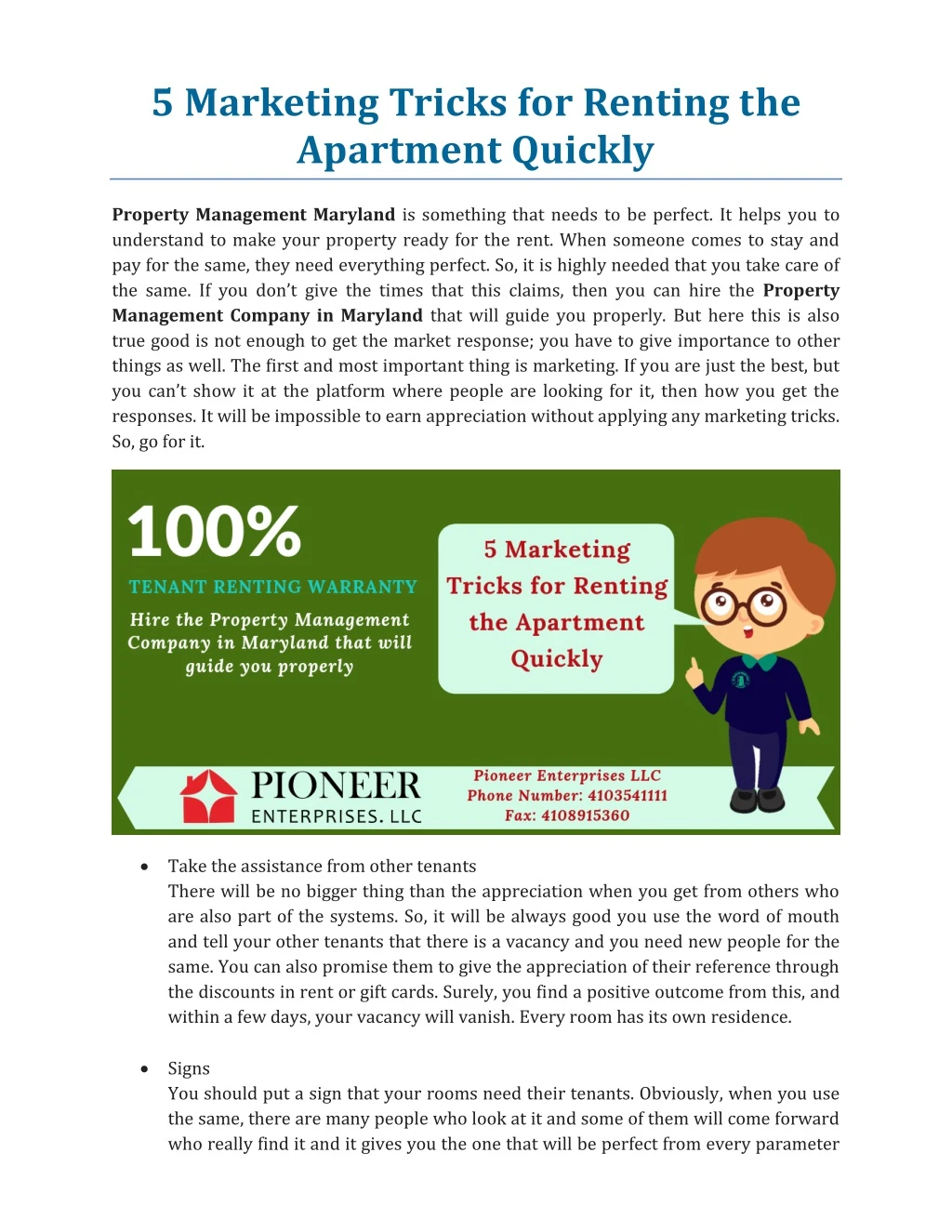 5 marketing tricks for renting the apartment