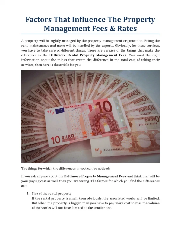 Factors That Influence the Property Management Fees & Rates
