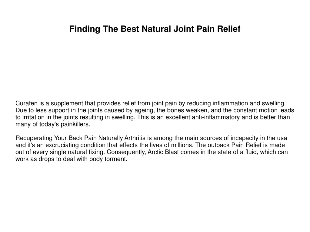 finding the best natural joint pain relief