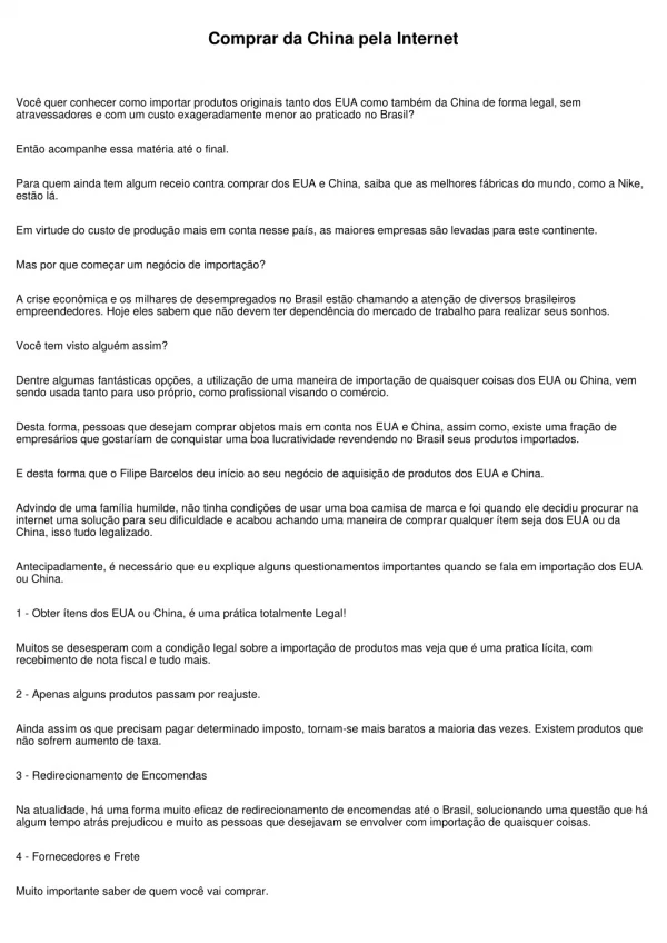 comprar da china pela internet