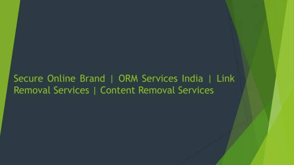 Secure Online Brand | Negative Link Removal | ORM Services India