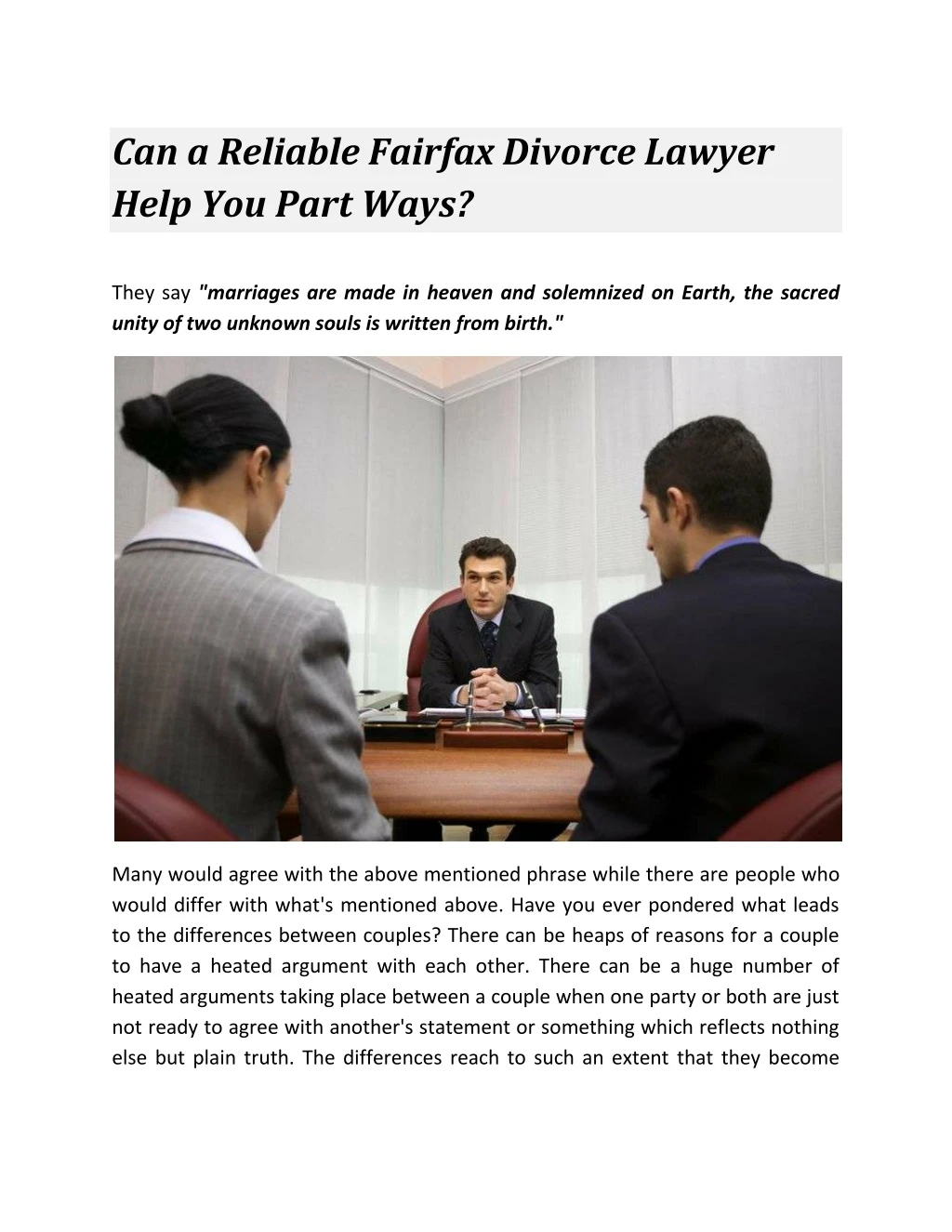 can a reliable fairfax divorce lawyer help