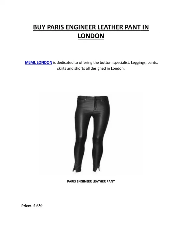 BUY PARIS ENGINEER LEATHER PANT IN LONDON