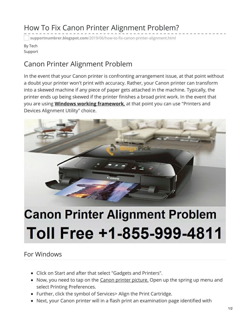 how to fix canon printer alignment problem