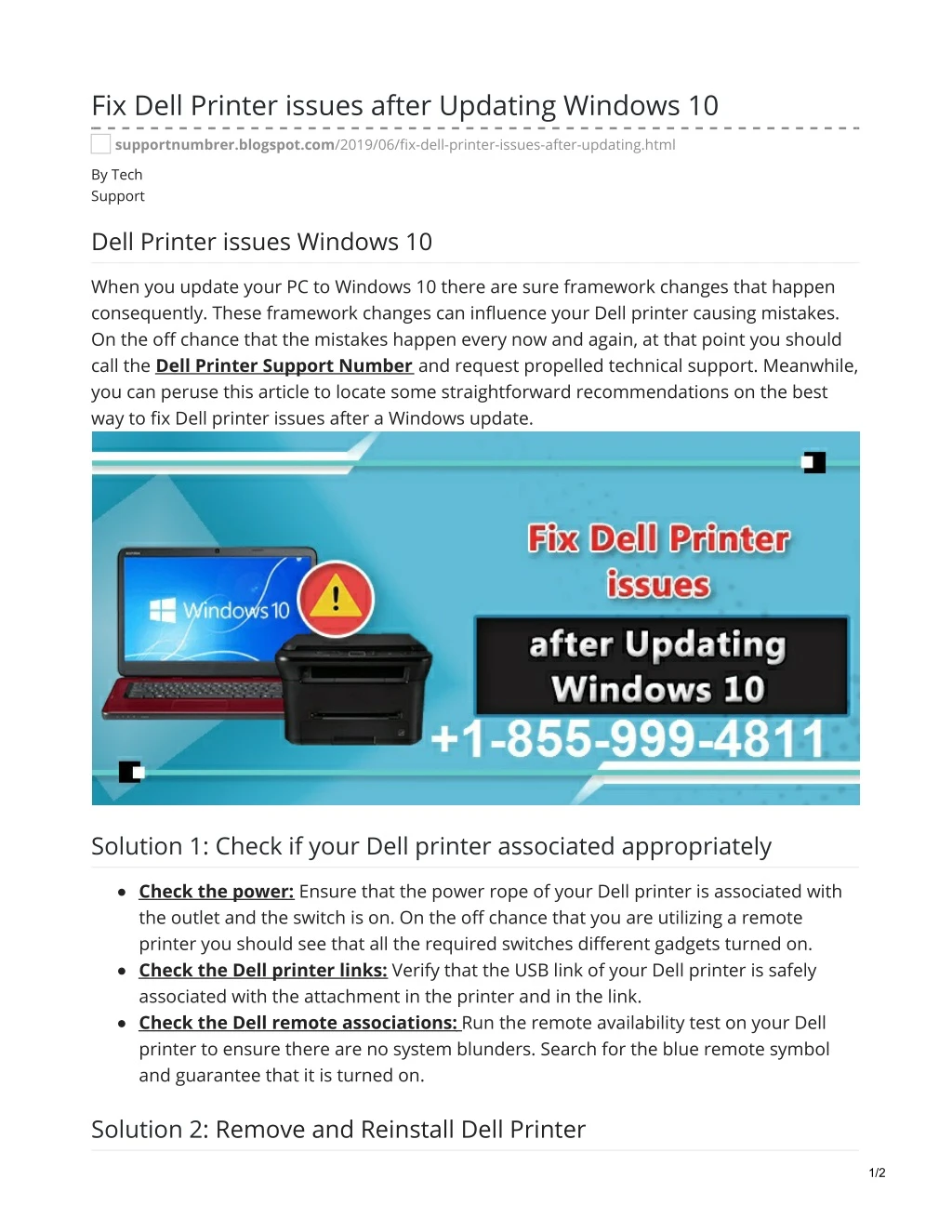 fix dell printer issues after updating windows 10