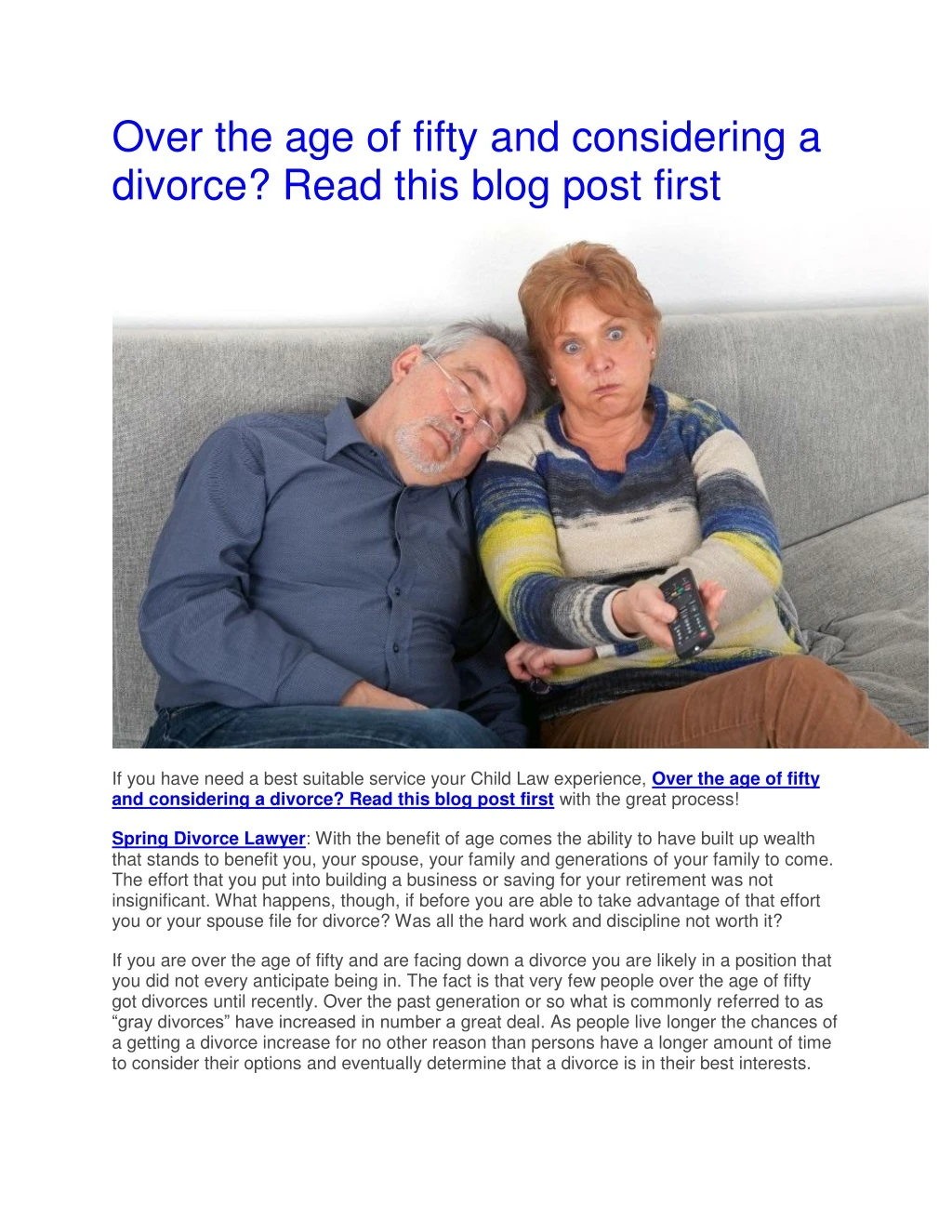 over the age of fifty and considering a divorce
