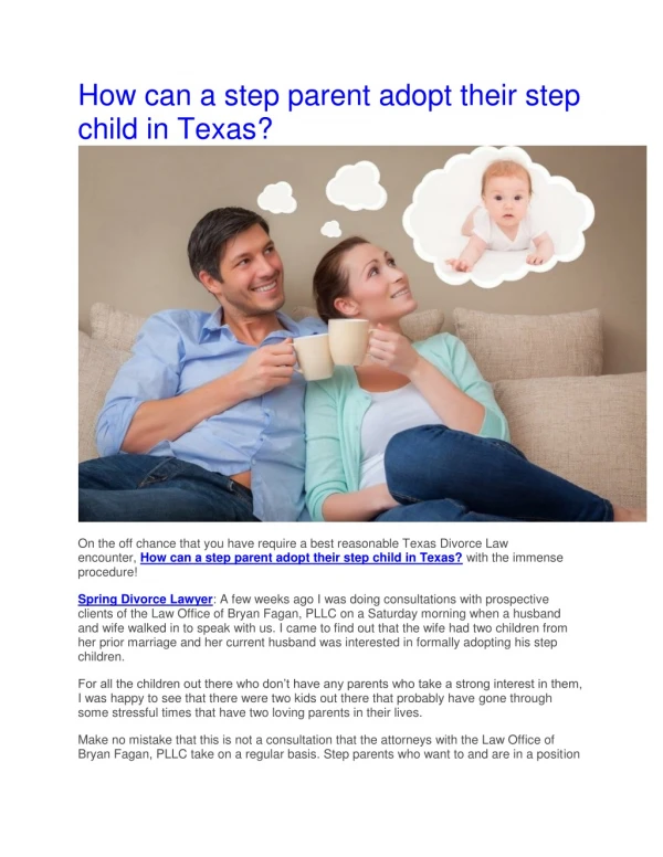 How can a step parent adopt their step child in Texas?