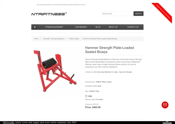 Hammer Strength Seated Biceps For Sale | Buy Plate-Loaded Seated Bicep Curl Machine Online