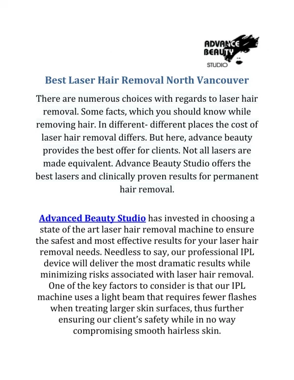 Best Laser Hair Removal North Vancouver