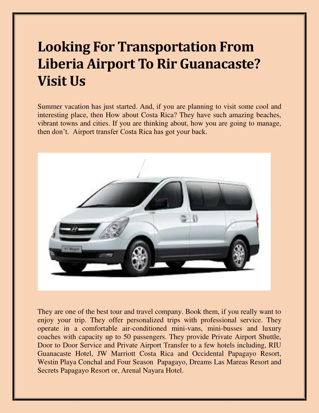 looking for transportation from liberia airport