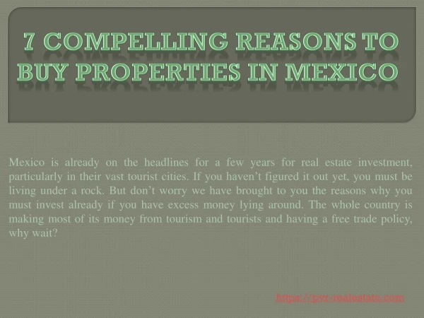 7 Compelling Reasons To Buy Properties In Mexico