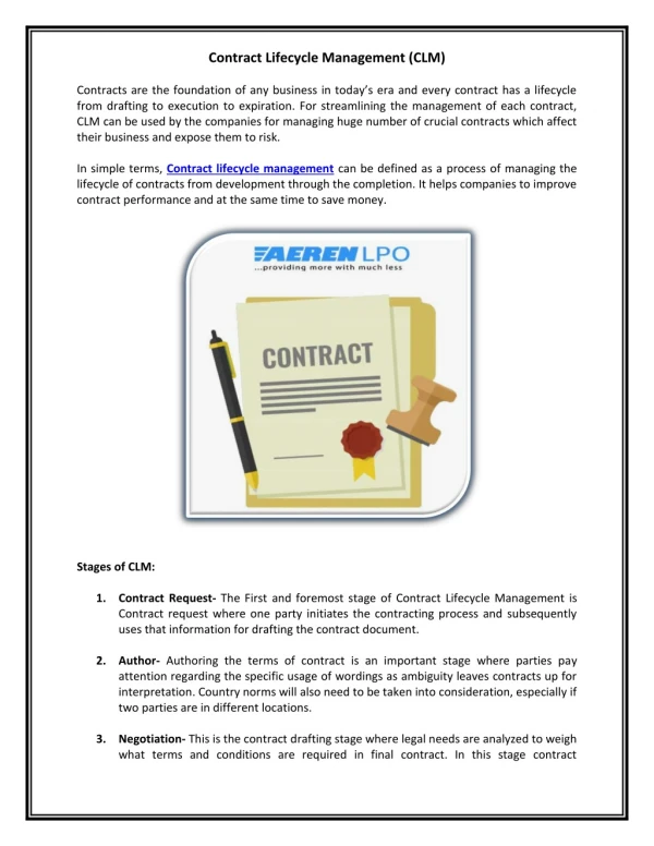 Contract Lifecycle Management