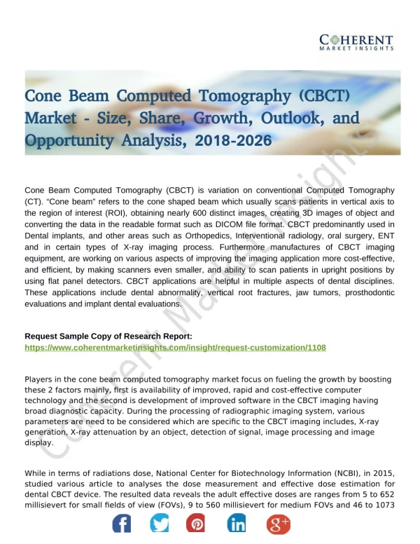 Cone Beam Computed Tomography (CBCT) Market Evolving Industry Trends and key Insights by 2026