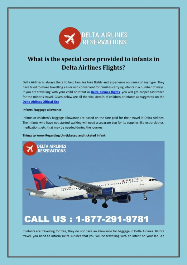 What is the special care provided to infants in Delta Airlines Flights