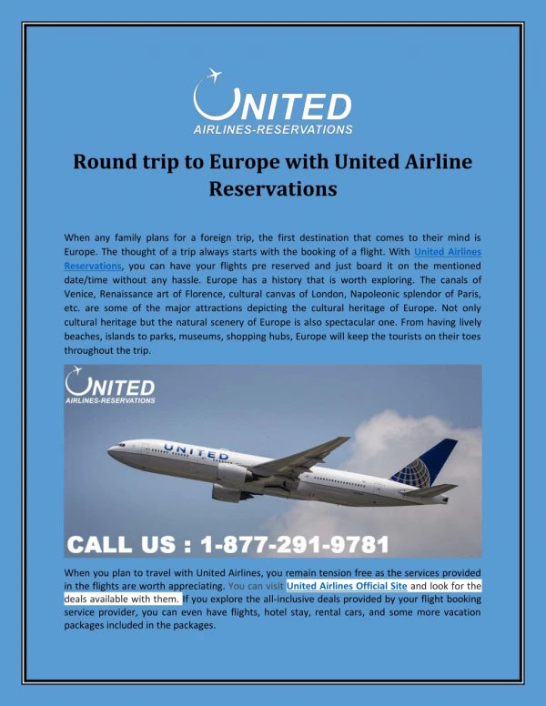 Round trip to Europe with United Airline Reservations