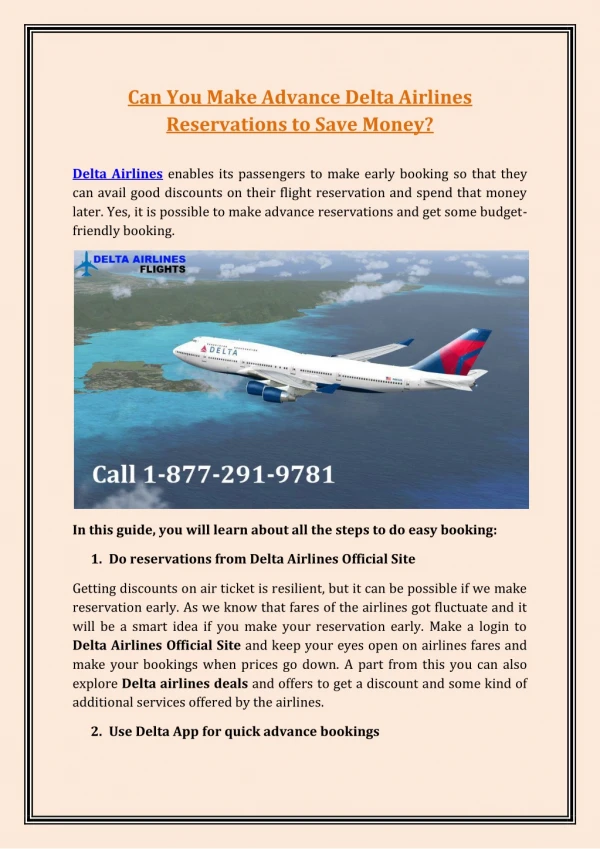 Can You Make Advance Delta Airlines Reservations to Save Money?