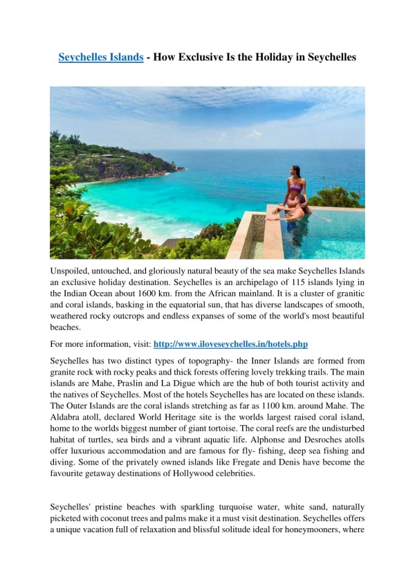 Seychelles Islands - How Exclusive Is The Holiday In Seychelles