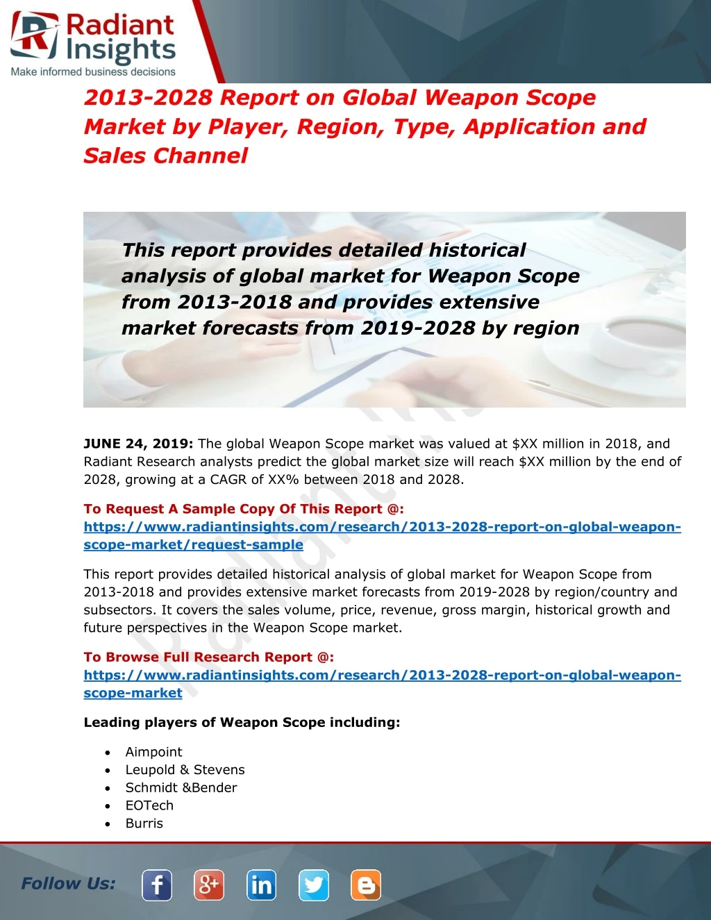 2013 2028 report on global weapon scope market