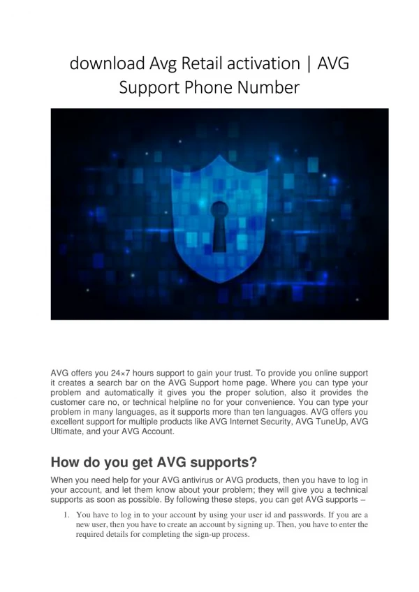 download Avg Retail activation | AVG Support Phone Number