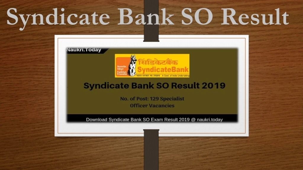syndicate bank so result