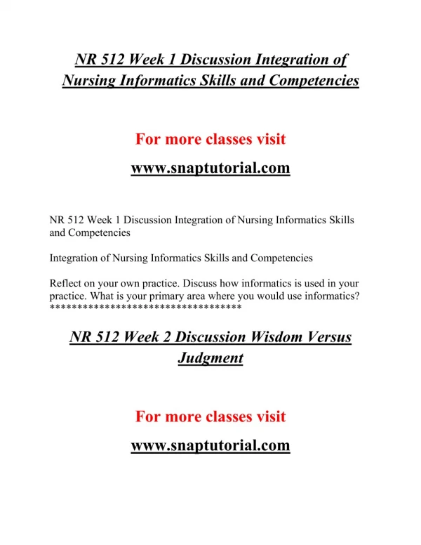 NR 512 EXceptional Education/snaptutorial.COM