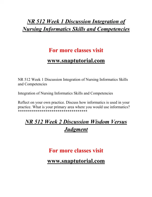 nr 512 week 1 discussion integration of nursing