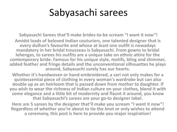 Sabyasachi sarees