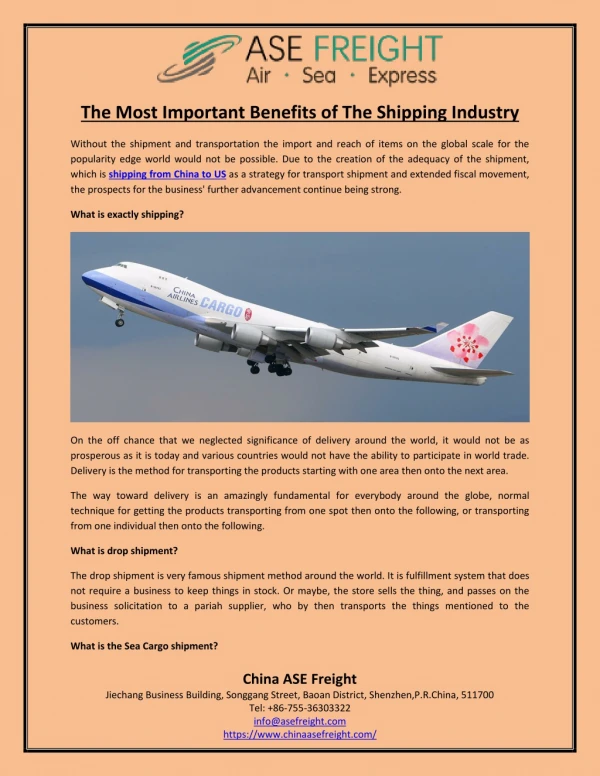The Most Important Benefits Of The Shipping Industry
