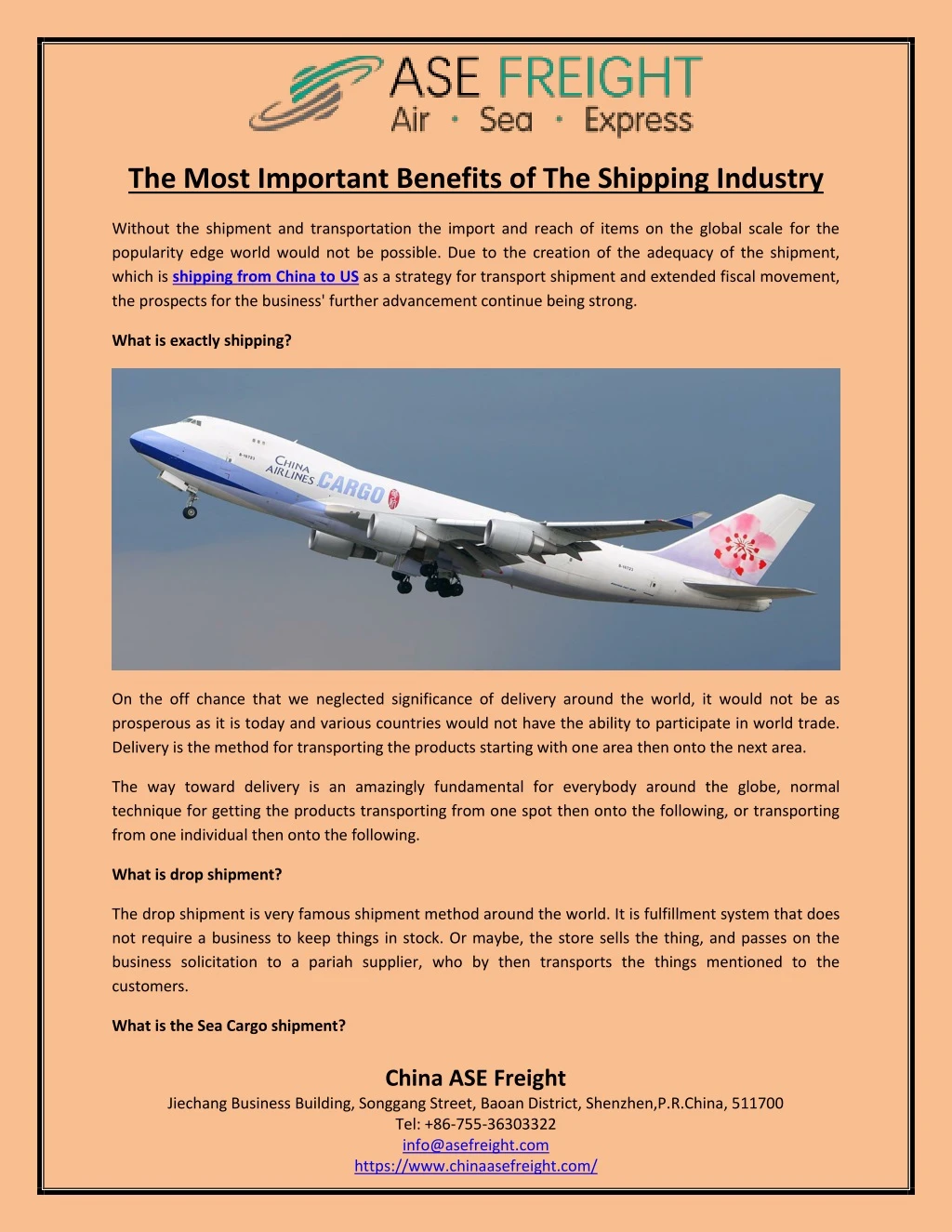 the most important benefits of the shipping