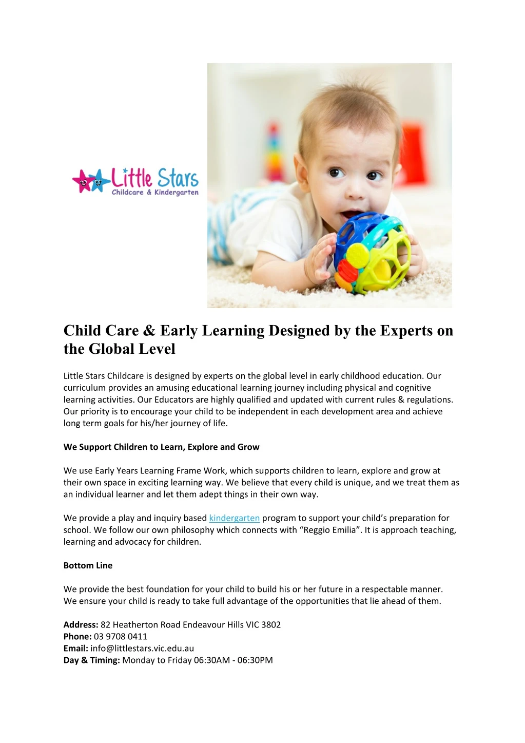 child care early learning designed by the experts