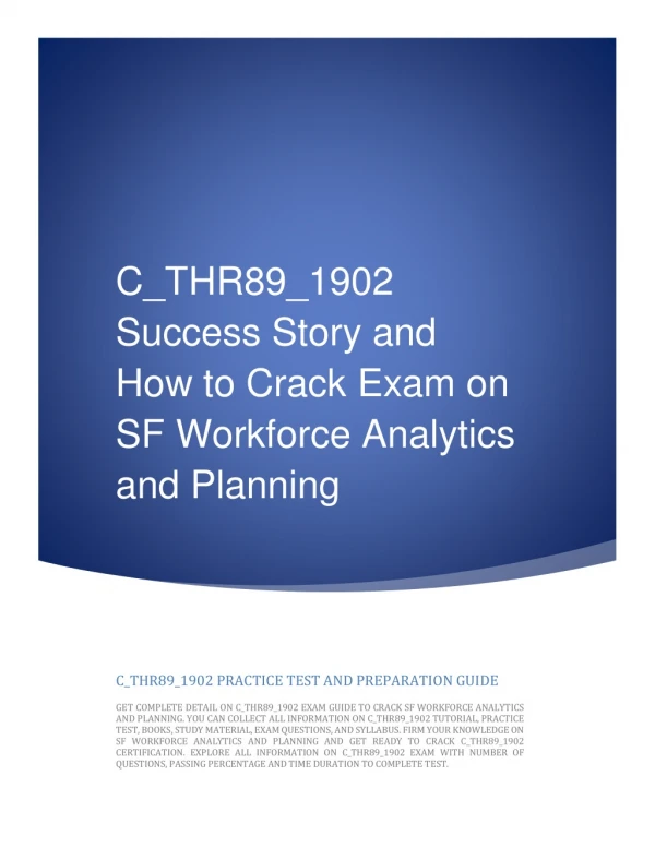 C_THR89_1902 Success Story and How to Crack Exam on SF Workforce Analytics and Planning