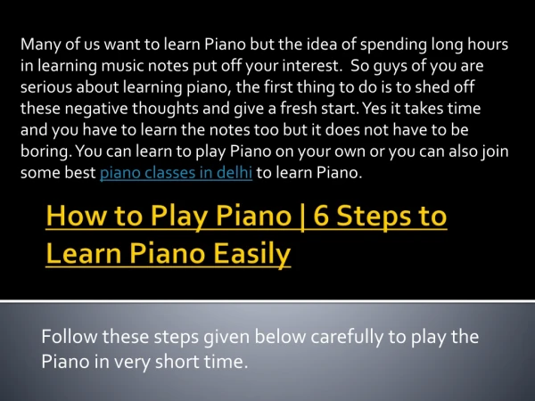 Easy steps to Learn Piano | How to Play Piano