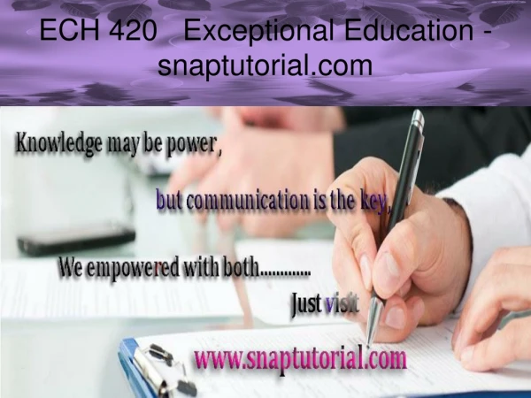 ECH 420 Exceptional Education - snaptutorial.com