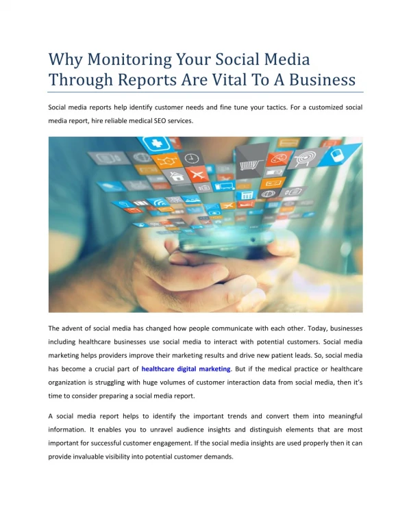 Why Monitoring Your Social Media Through Reports Are Vital To A Business