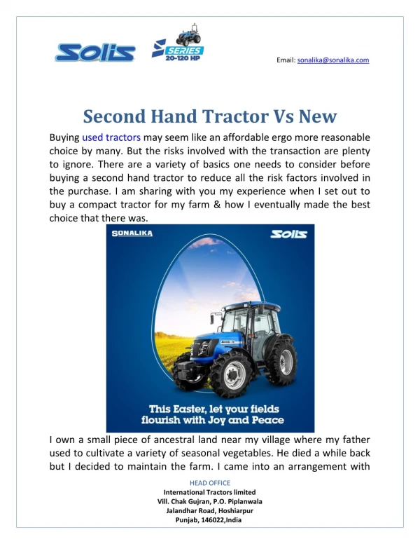 Second Hand Tractor Vs New